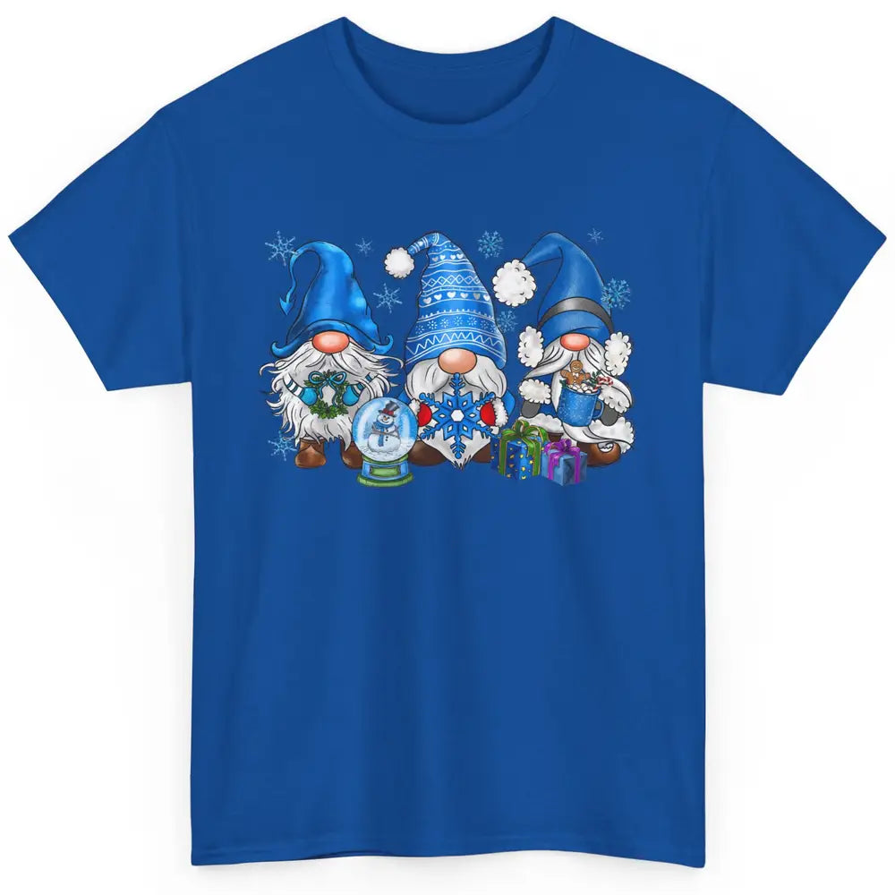 Retro Blue Snowman Gnomes Blue Christmas Winter Gnomies Xmas Classic Unisex T-Shirt