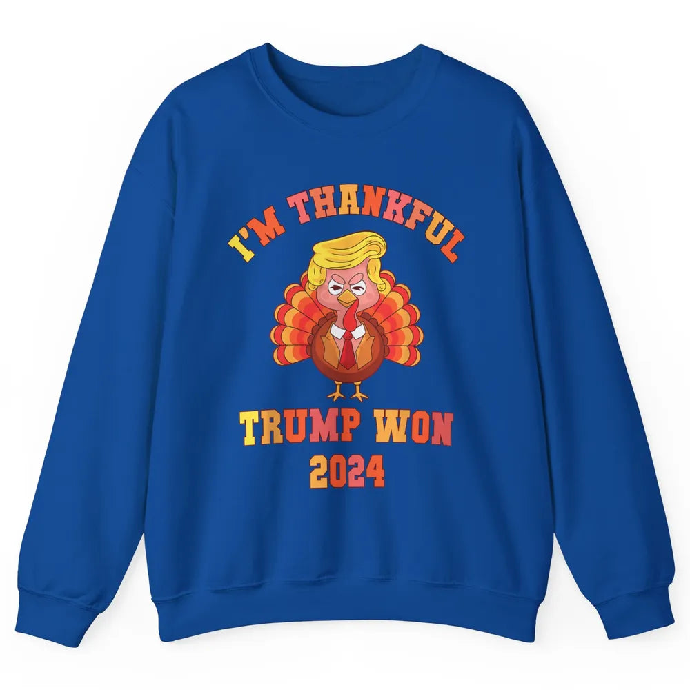 Funny Donald Trump Make Thanksgiving Great Again Thankful Trump Won Republican Unisex Crewneck Sweatshirt