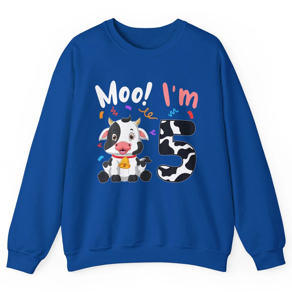 5th Birthday Moo Im 5 Cow Farm Animal Barnyard Family Party Unisex Crewneck Sweatshirt