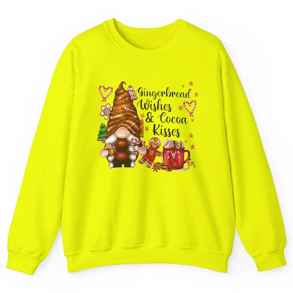 Retro Christmas Gnome Gingerbread Wishes and Cocoa Kisses Unisex Crewneck Sweatshirt