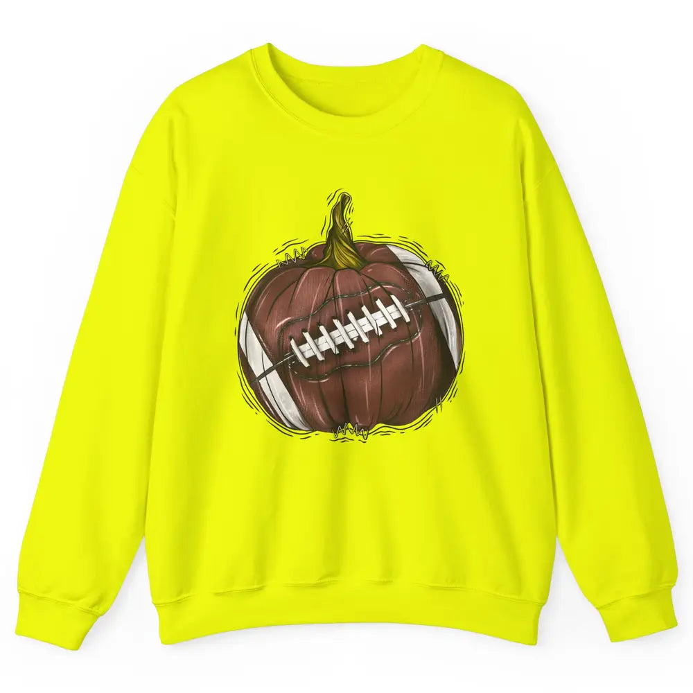 Football Pumpkin Tis The Season Fall Leaves Autumn Halloween Unisex Crewneck Sweatshirt