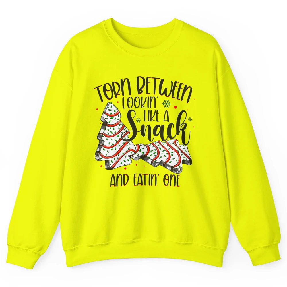 Christmas Tree Cake Torn Between Look Like a Snack Eat One Unisex Crewneck Sweatshirt