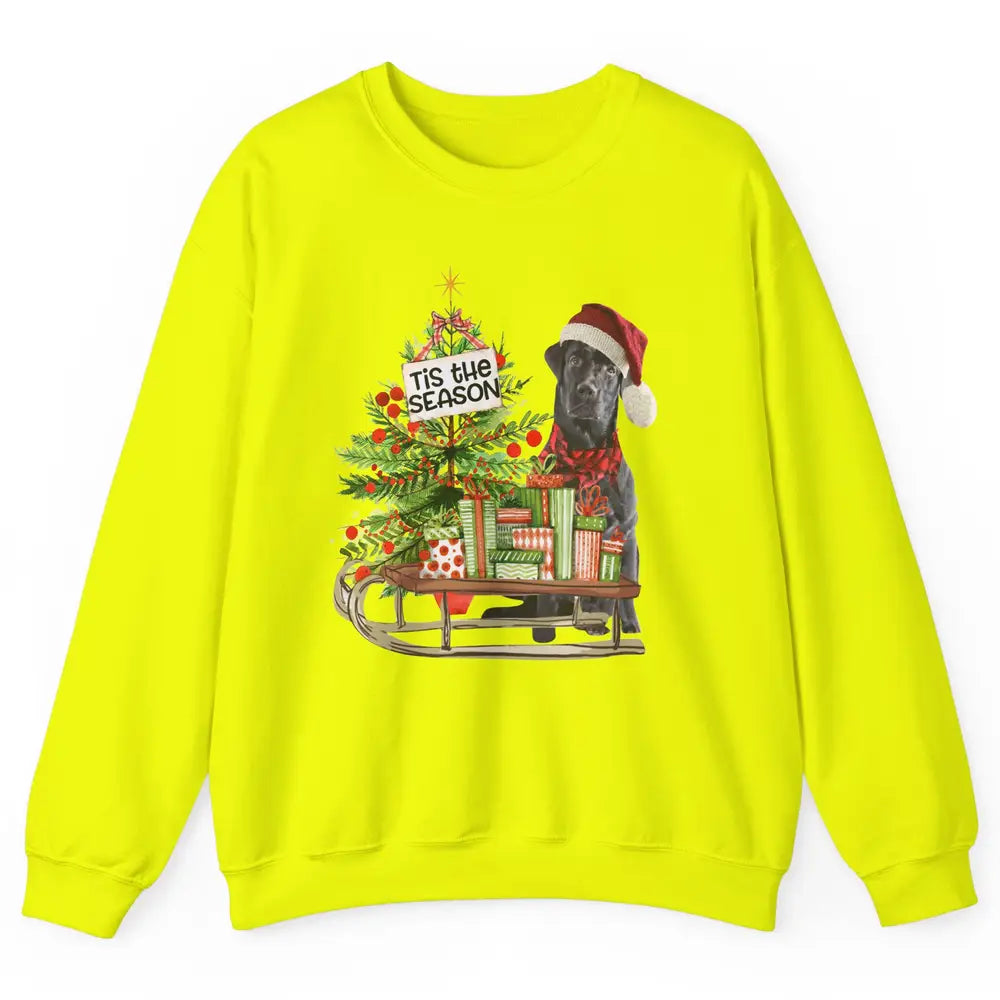 Black Labrador Christmas Tree Tis The Season Black Lab Mom Unisex Crewneck Sweatshirt