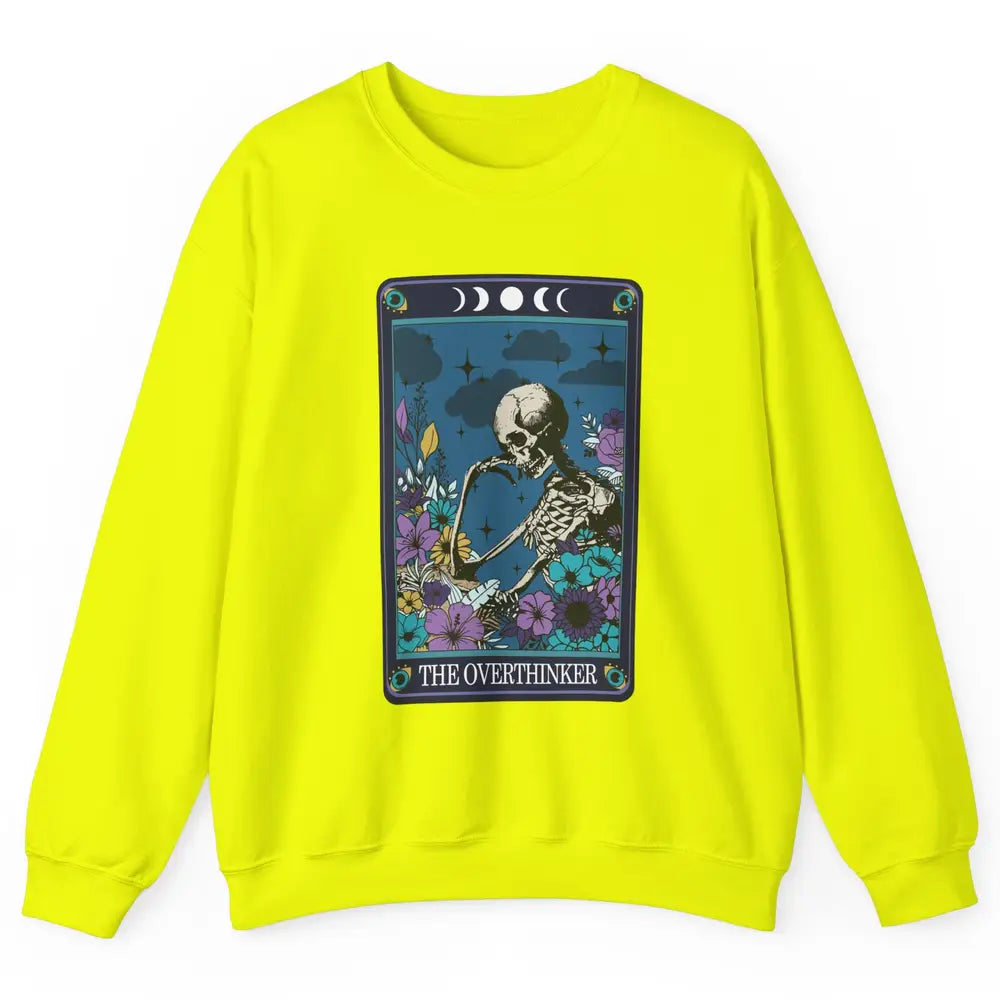 Floral Skeleton The Overthinker Tarot Card Halloween Costume Unisex Crewneck Sweatshirt