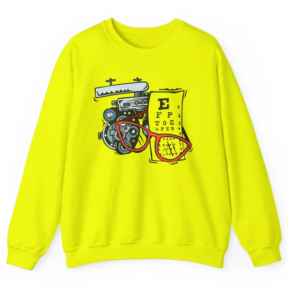 Optometry Tools Phoropter Eyeglasses Ophthalmology Optician Unisex Crewneck Sweatshirt