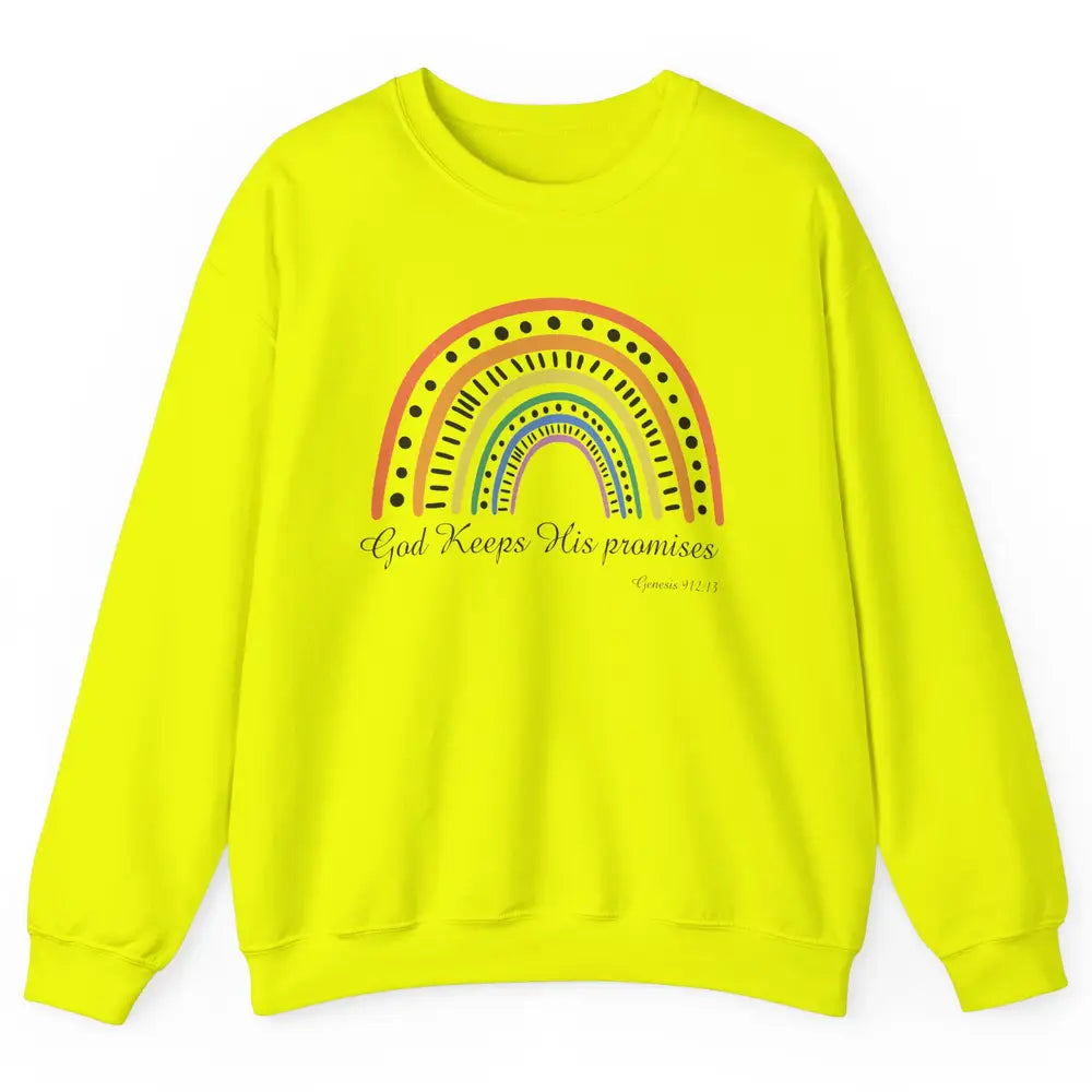 Retro Rainbow God Keeps His Promises Christian Religious Unisex Crewneck Sweatshirt