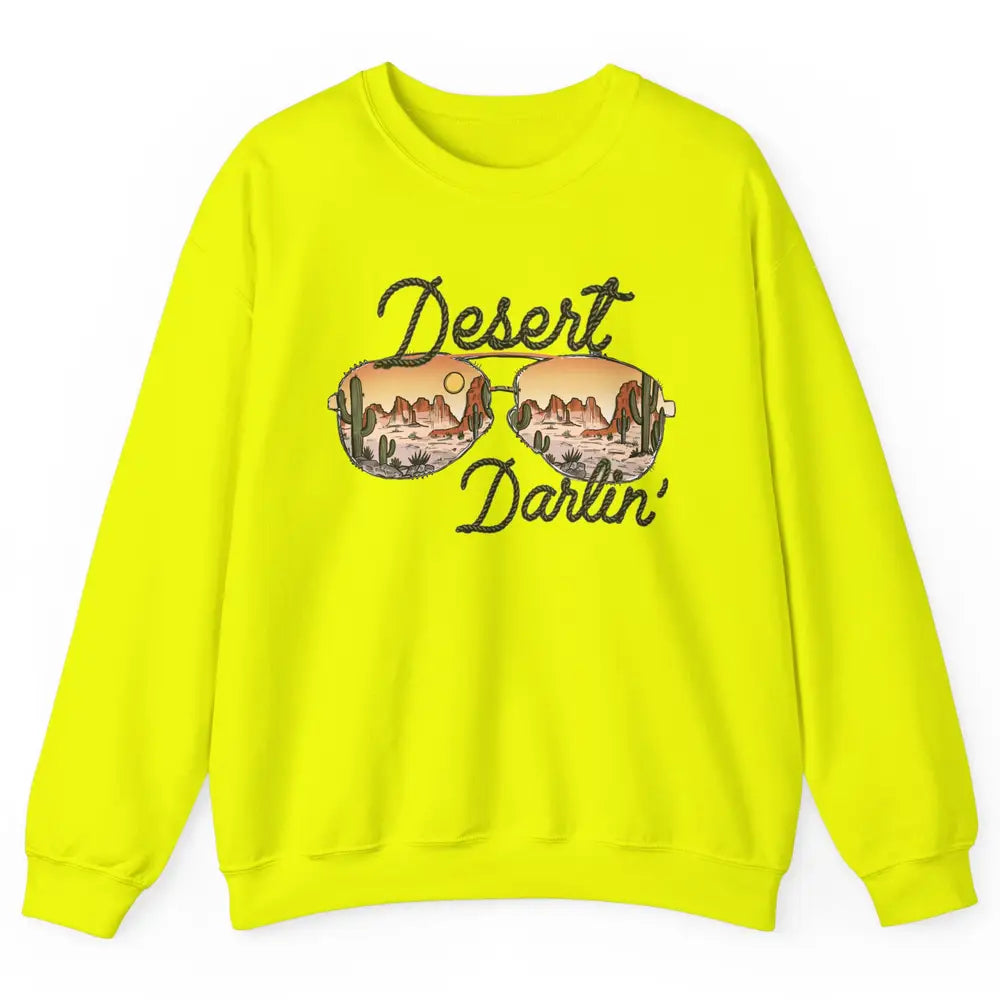 Retro Desert Darling Cactus Glasses Western Country Cowboy Unisex Crewneck Sweatshirt
