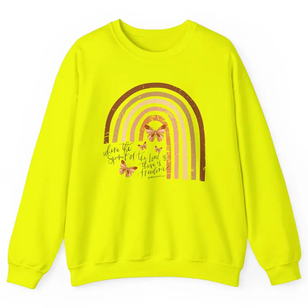 Retro Rainbow Christian Where Spirit Of The Lord Is Bible Unisex Crewneck Sweatshirt