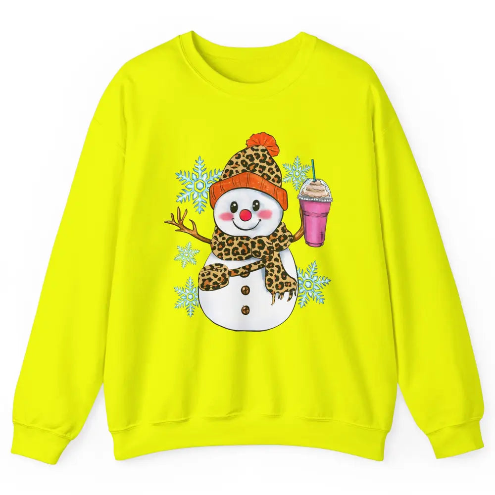 Retro Leopard Christmas Bougie Snowman Boojee Winter Holiday Unisex Crewneck Sweatshirt