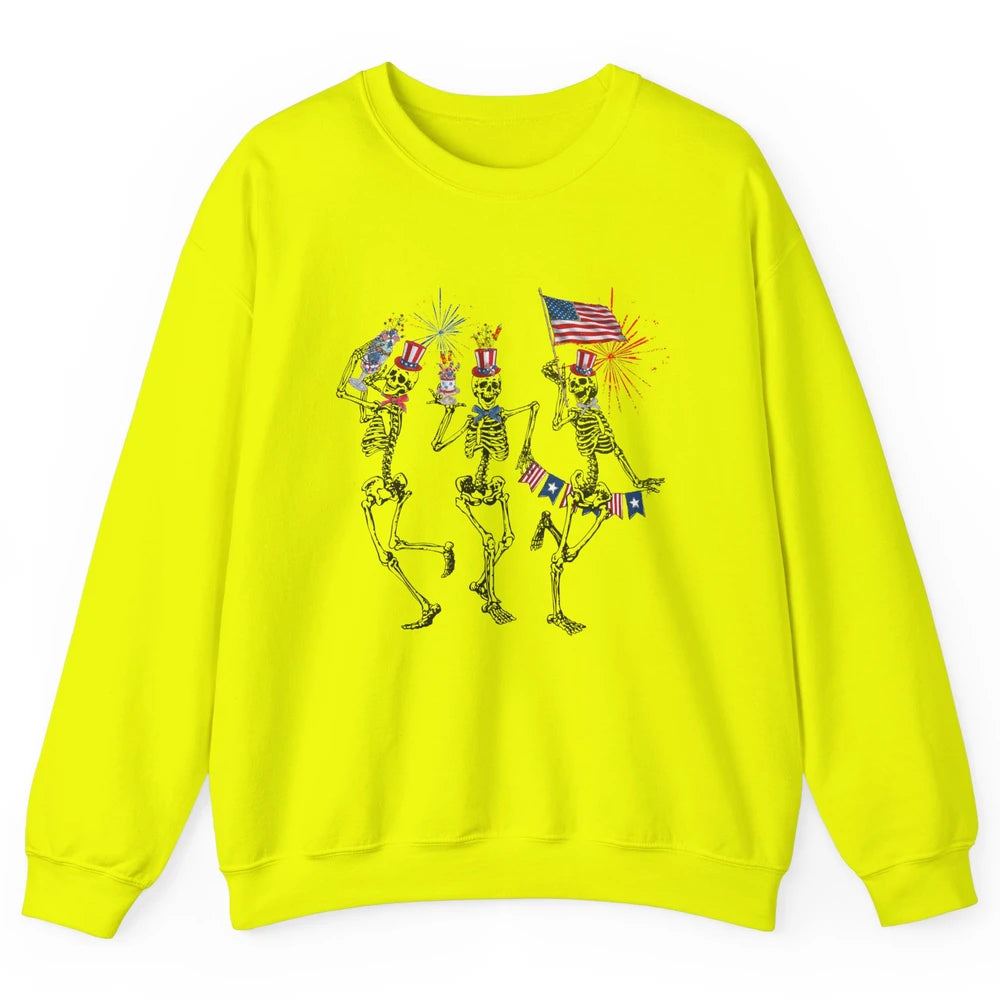 4th July Independence Day Dancing Skeletons America Flag Unisex Crewneck Sweatshirt