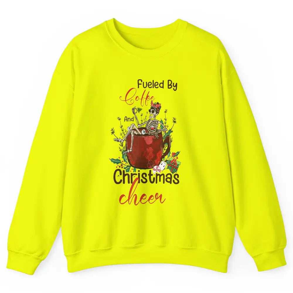Merry Christmas Skeleton Drink Fueled By Coffee Xmas Latte Unisex Crewneck Sweatshirt