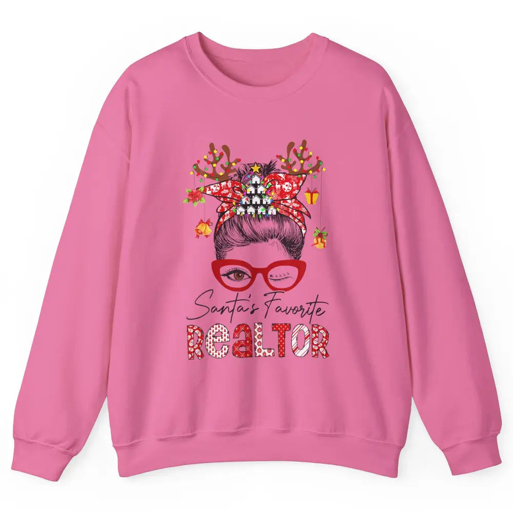Merry Christmas Xmas Santa Messy Hair Realtor Real Estate Unisex Crewneck Sweatshirt
