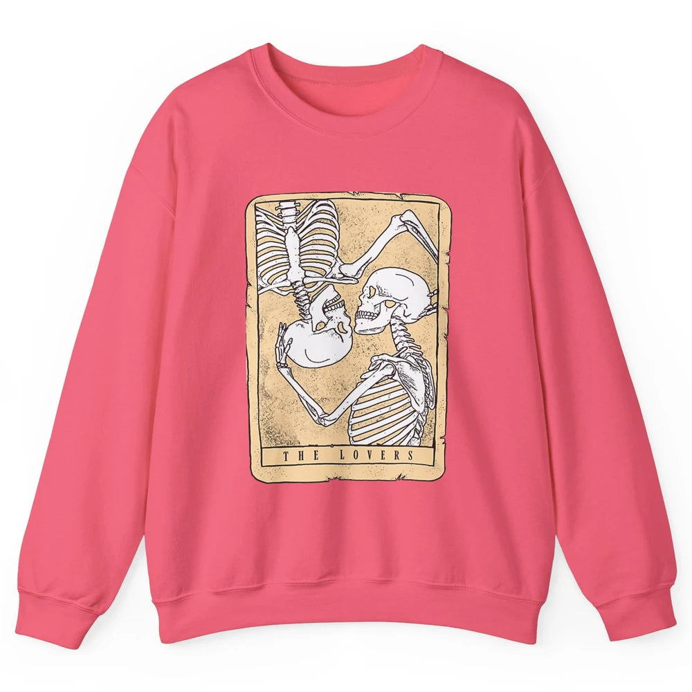 Tarot Card The Lovers Skeleton Couple Funny Skull Vintage Astrology Gothic Happy Valentine's Day Unisex Crewneck Sweatshirt