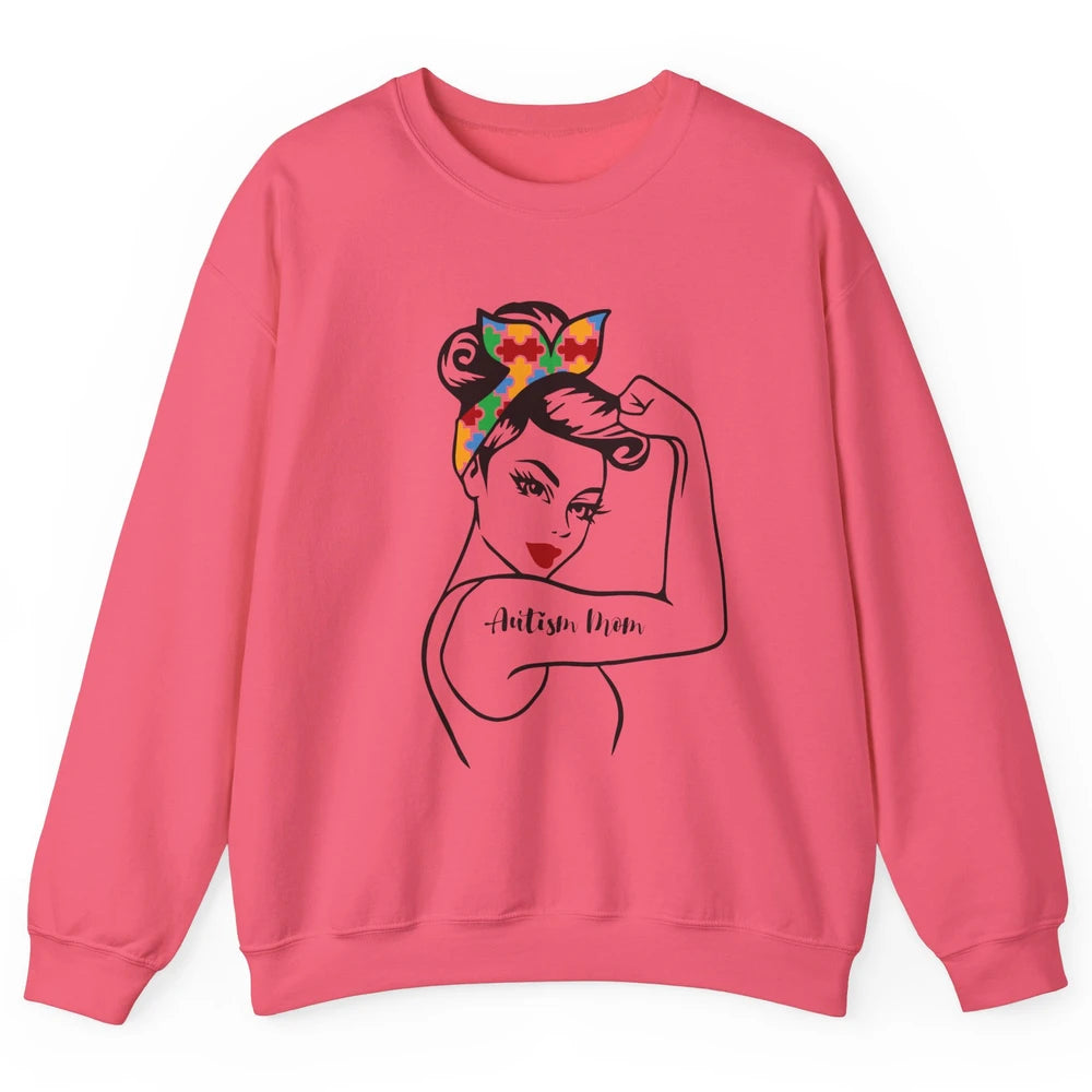 Autism Awareness Autism Mom Strong Puzzle Headband Gift Unisex Crewneck Sweatshirt