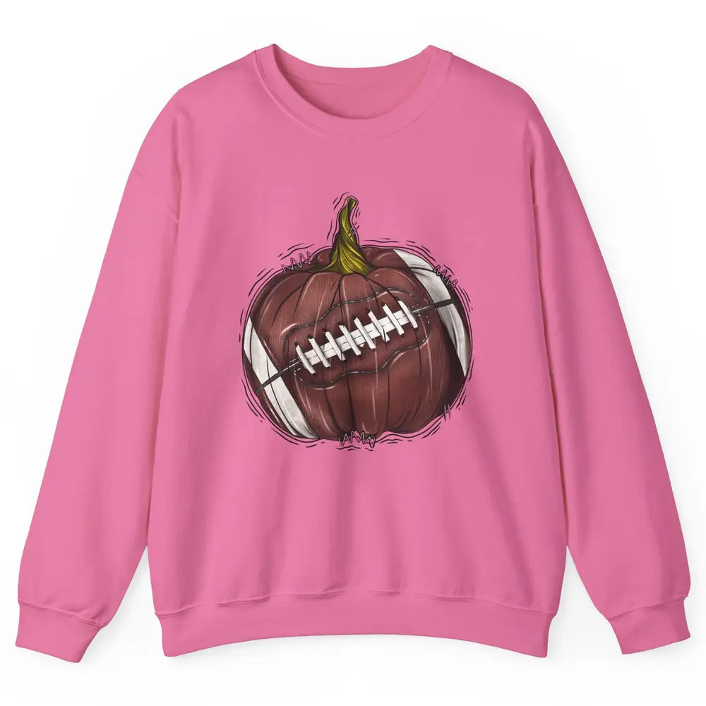 Football Pumpkin Tis The Season Fall Leaves Autumn Halloween Unisex Crewneck Sweatshirt