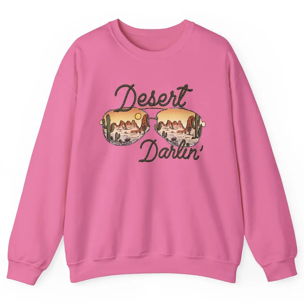 Retro Desert Darling Cactus Glasses Western Country Cowboy Unisex Crewneck Sweatshirt