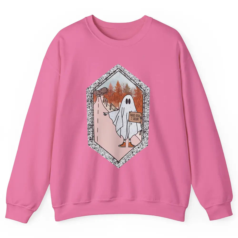 Funny Ghost Need Ride To Salem Witch Halloween Costume Unisex Crewneck Sweatshirt