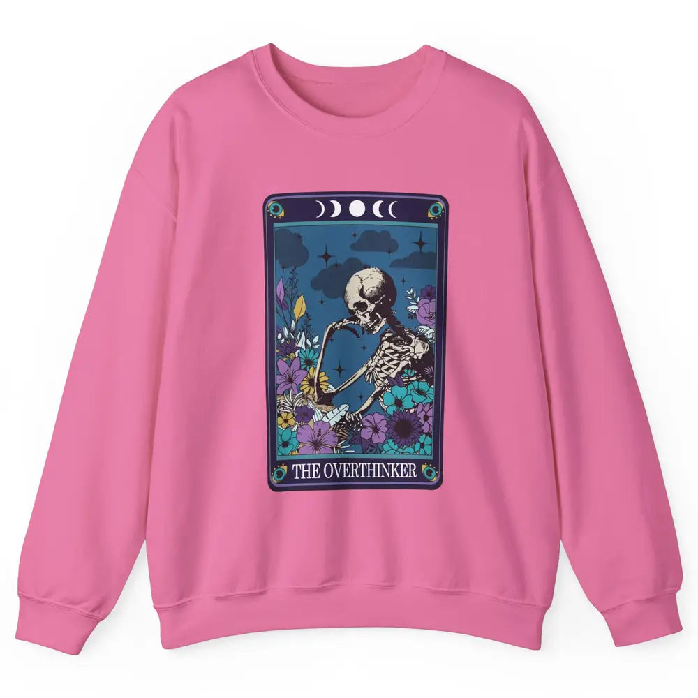 Floral Skeleton The Overthinker Tarot Card Halloween Costume Unisex Crewneck Sweatshirt
