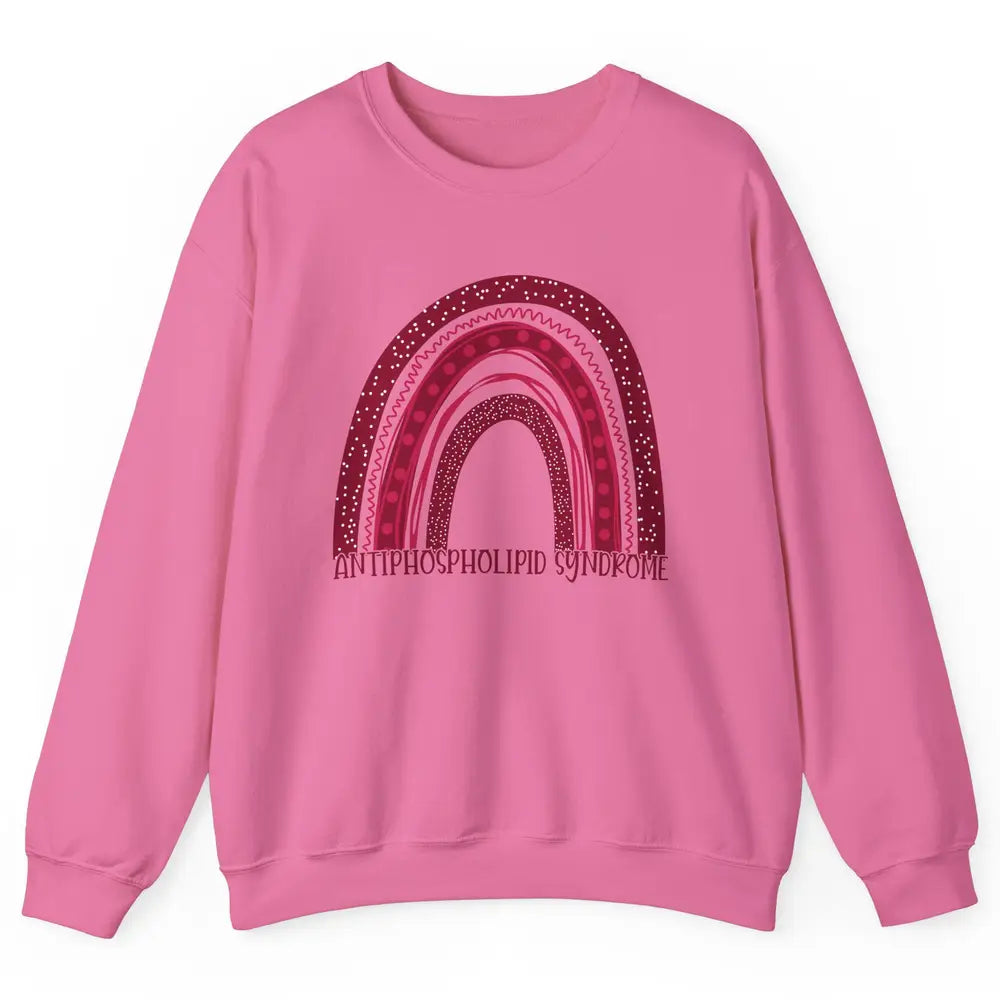 Antiphospholipid Syndrome Awareness APS Burgundy Rainbow Unisex Crewneck Sweatshirt
