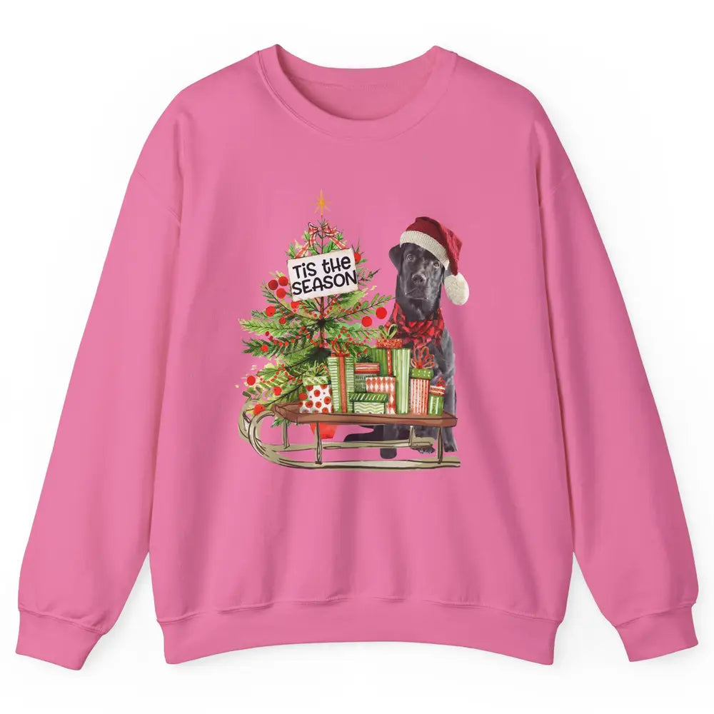 Black Labrador Christmas Tree Tis The Season Black Lab Mom Unisex Crewneck Sweatshirt