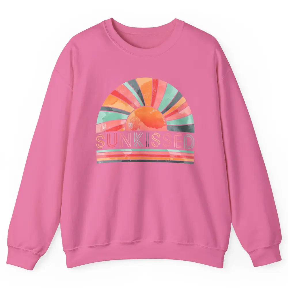 Retro Rainbow Sunkissed Summer Beach Life Vintage Boho Unisex Crewneck Sweatshirt