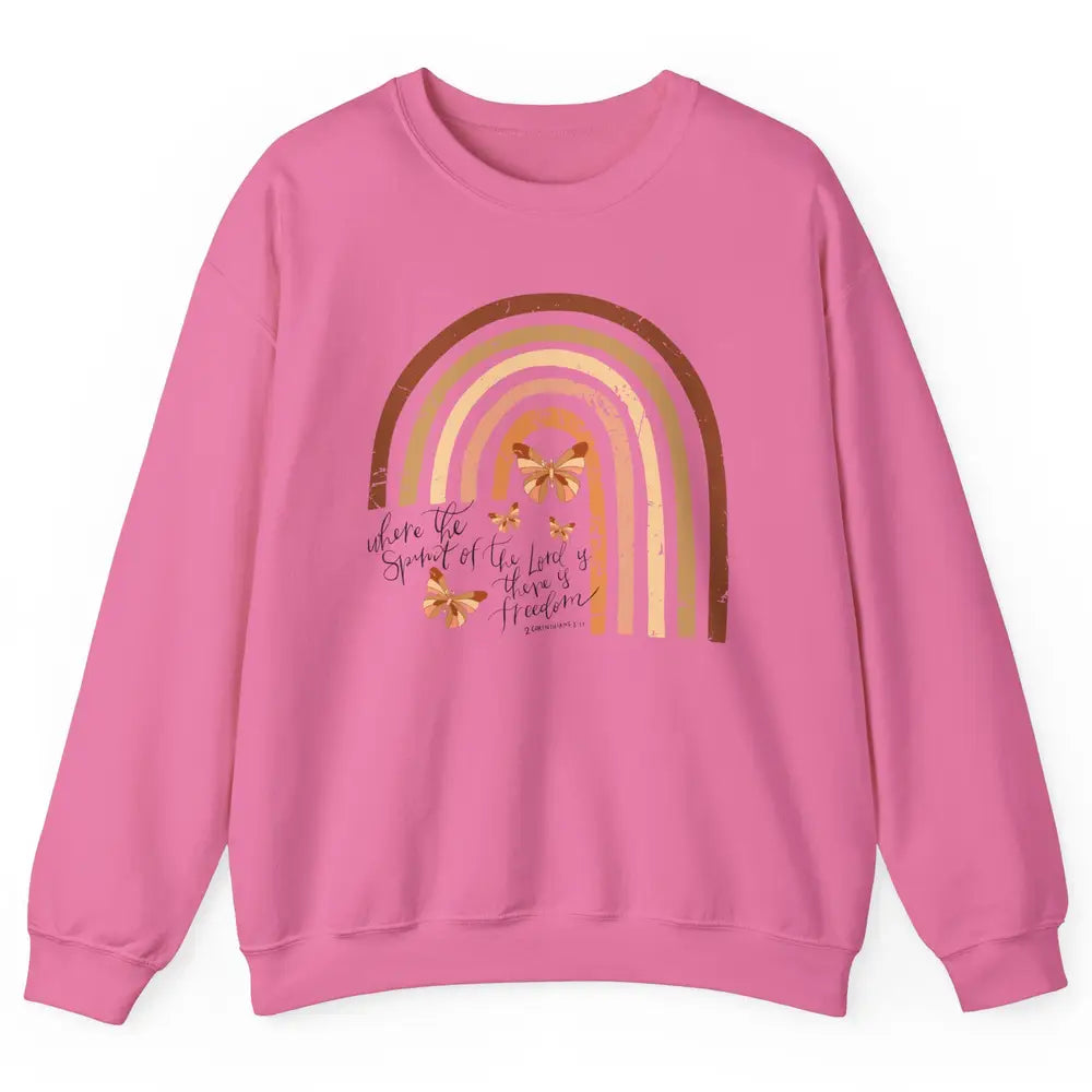 Retro Rainbow Christian Where Spirit Of The Lord Is Bible Unisex Crewneck Sweatshirt