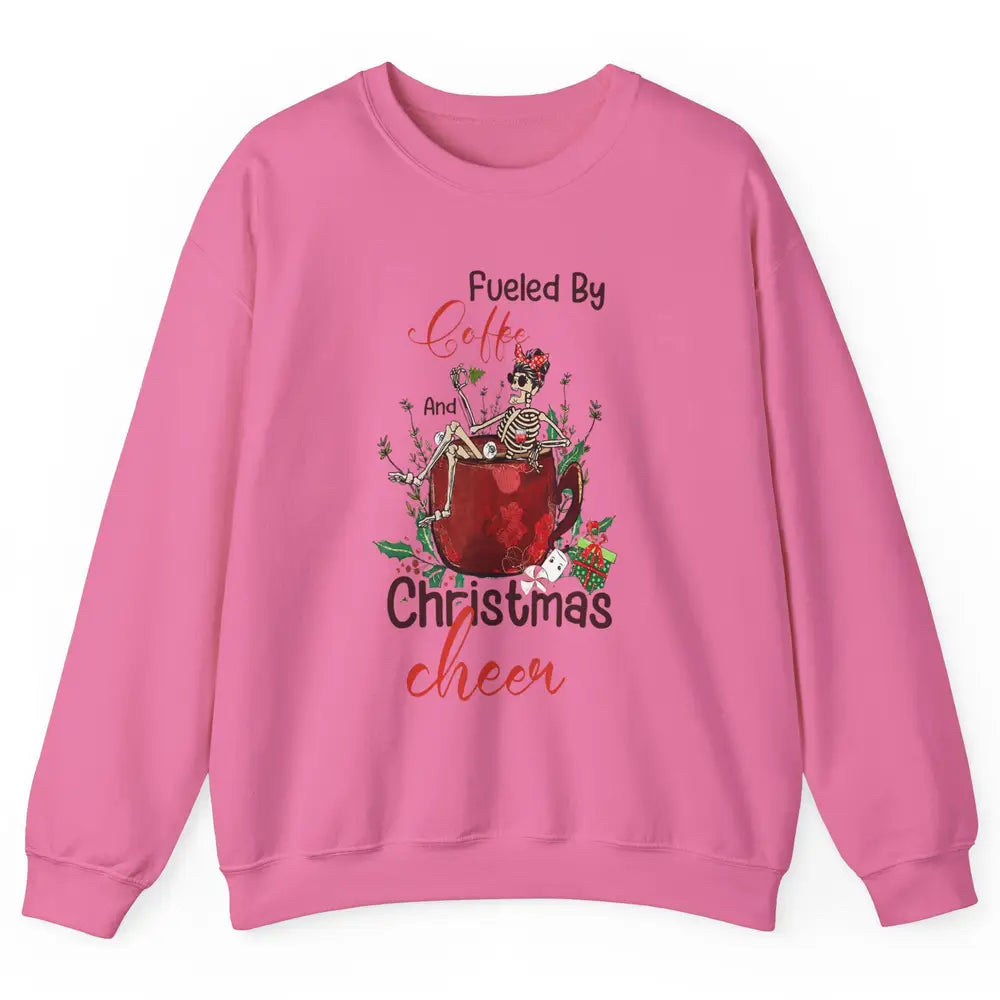 Merry Christmas Skeleton Drink Fueled By Coffee Xmas Latte Unisex Crewneck Sweatshirt