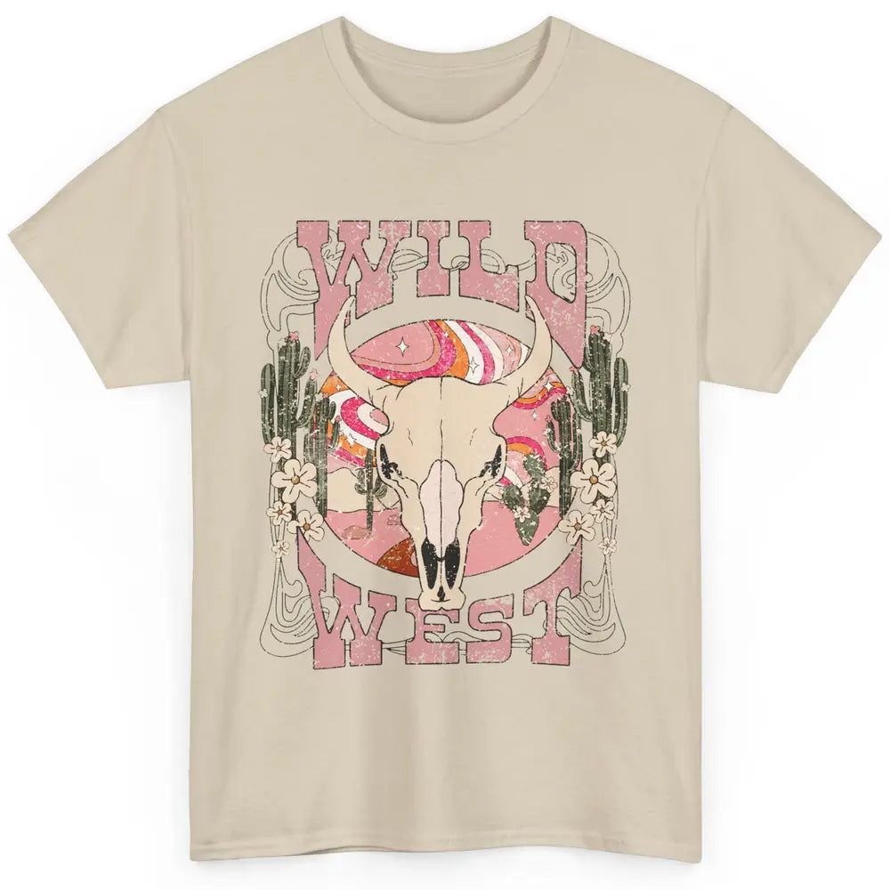 Retro Rainbow Desert Bull Skull Wild West Western Country Classic Unisex T-Shirt
