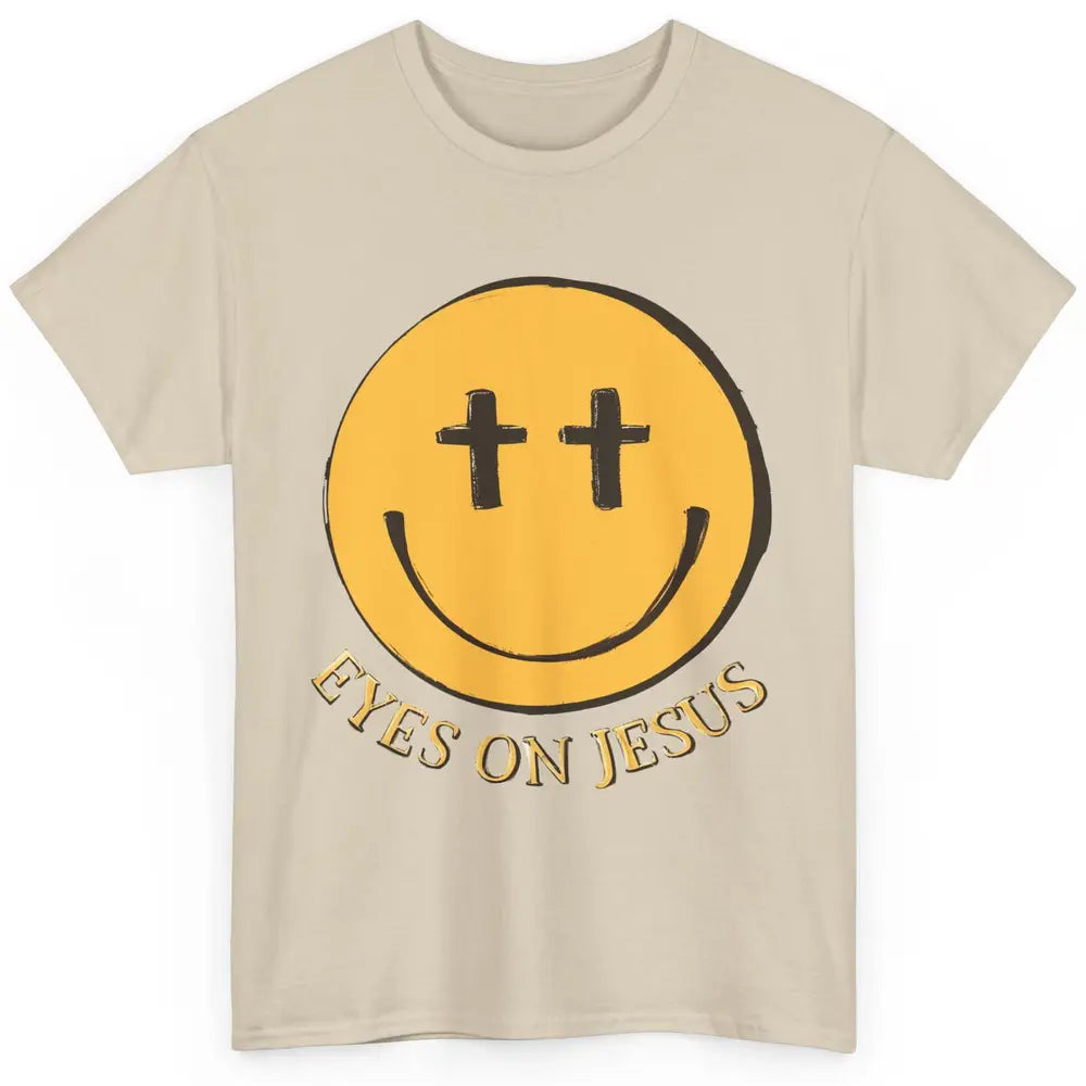 Retro Smiling Face Eyes On Jesus Christian Faith Religious Classic Unisex T-Shirt