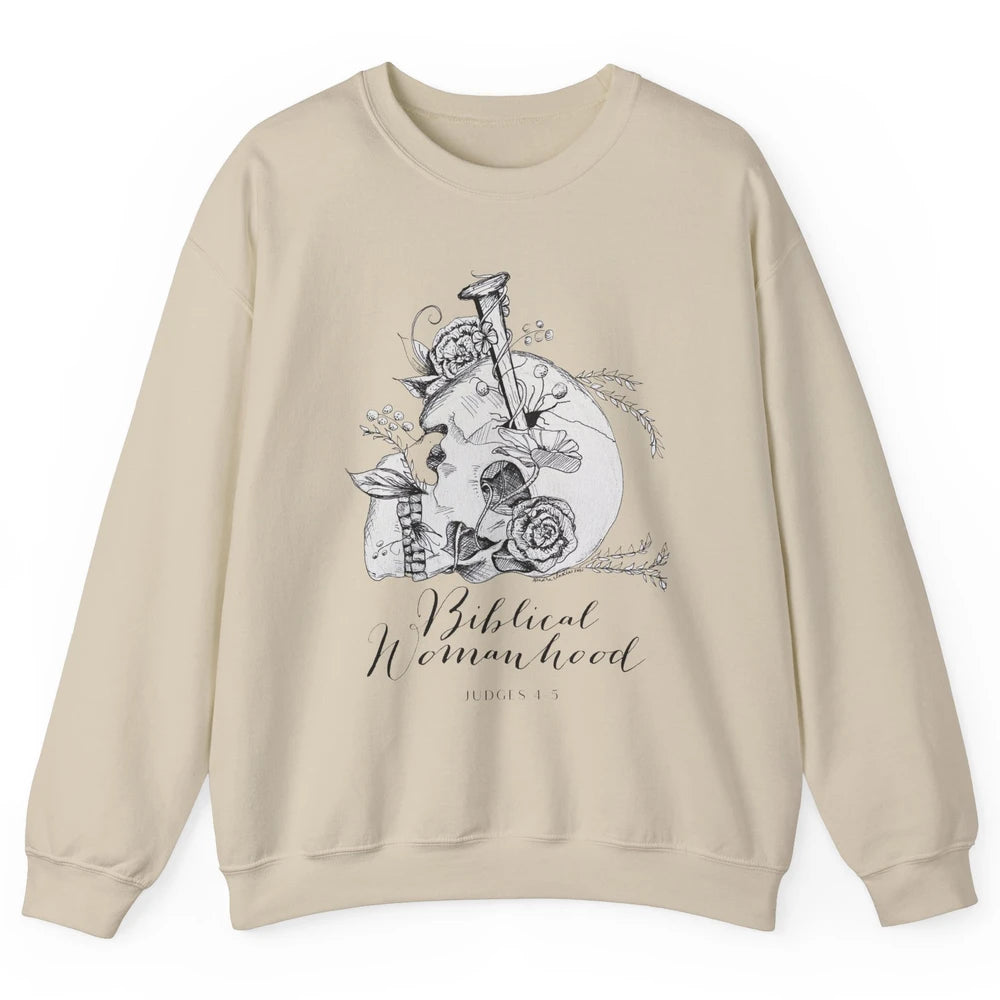 Biblical Womanhood Skull Floral Bible God Women Feminism Unisex Crewneck Sweatshirt