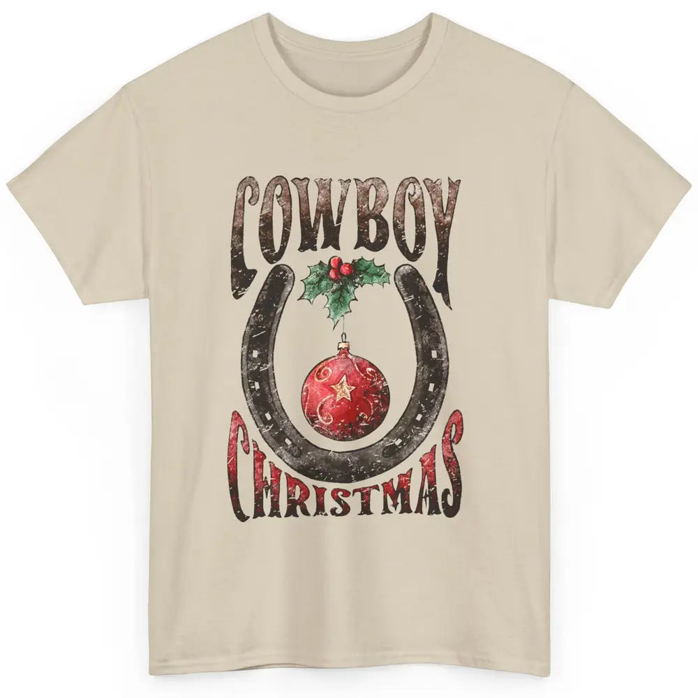 Christmas Cowboy Horseshoe Xmas Balls Western Christmas Classic Unisex T-Shirt