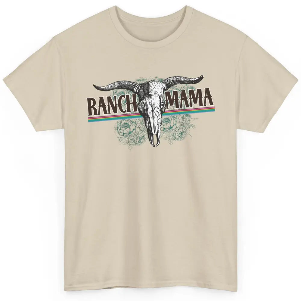Retro Ranch Mama Highland Cow Skull Western Country Cowboy Classic Unisex T-Shirt