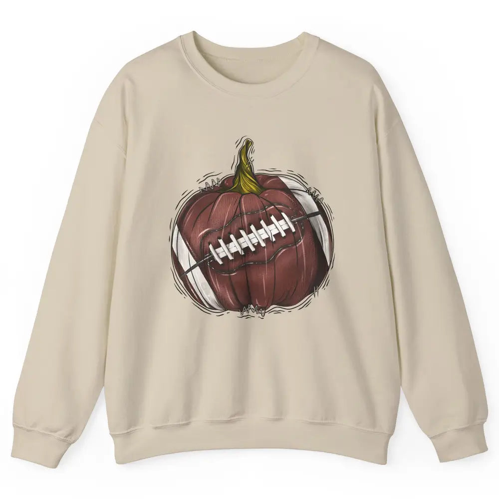Football Pumpkin Tis The Season Fall Leaves Autumn Halloween Unisex Crewneck Sweatshirt