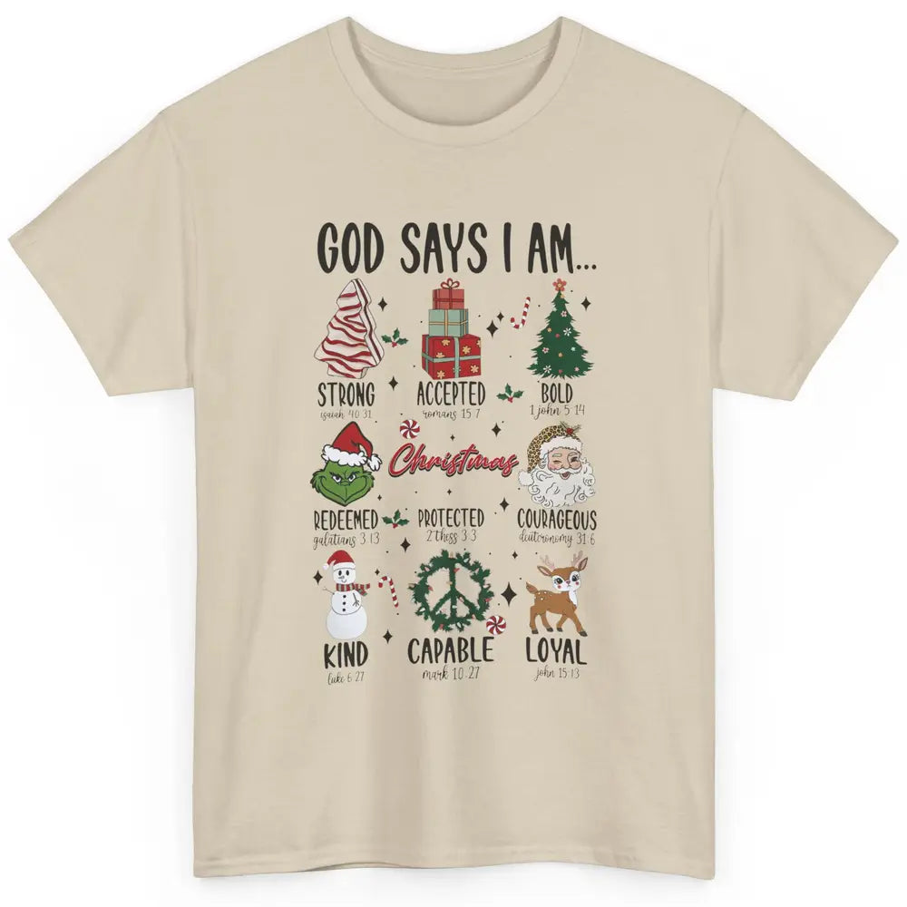 Retro Christmas God Says I Am Bible Verse Religious Boy Girl Classic Unisex T-Shirt