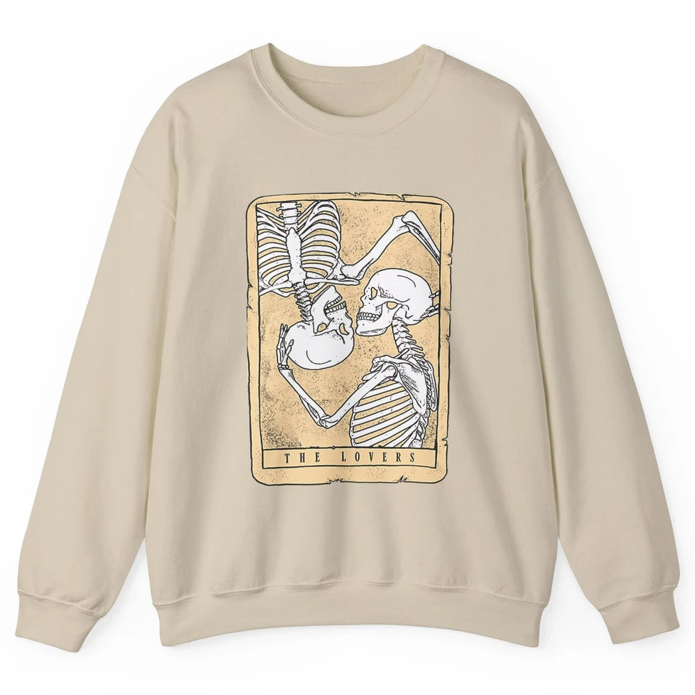 Tarot Card The Lovers Skeleton Couple Funny Skull Vintage Astrology Gothic Happy Valentine's Day Unisex Crewneck Sweatshirt