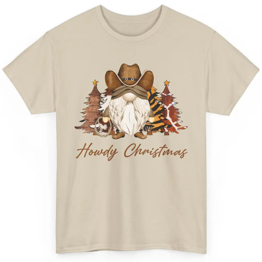 Retro Leopard Cowboy Gnome Howdy Christmas Western Holiday Classic Unisex T-Shirt