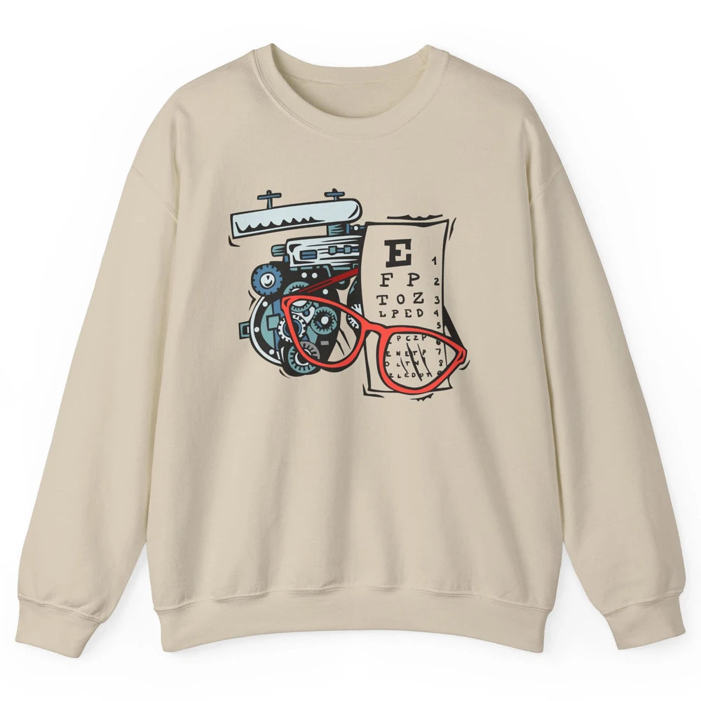 Optometry Tools Phoropter Eyeglasses Ophthalmology Optician Unisex Crewneck Sweatshirt