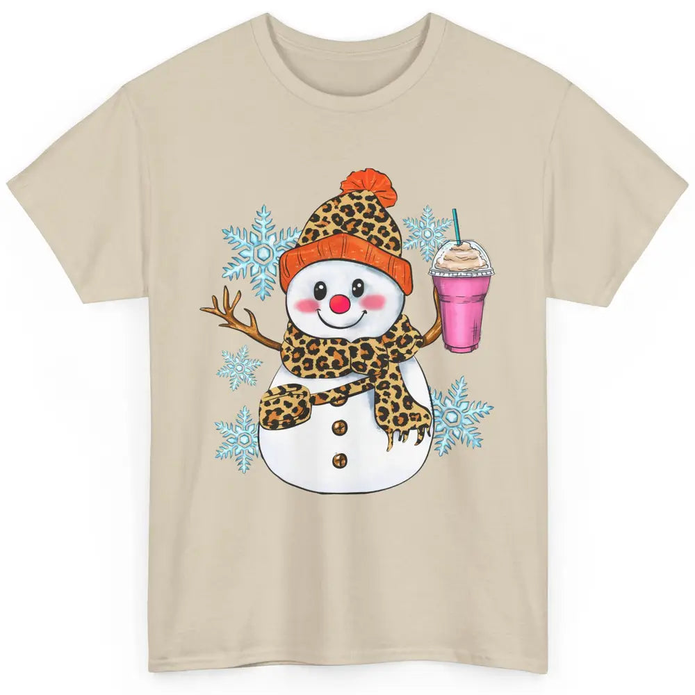 Retro Leopard Christmas Bougie Snowman Boojee Winter Holiday Classic Unisex T-Shirt
