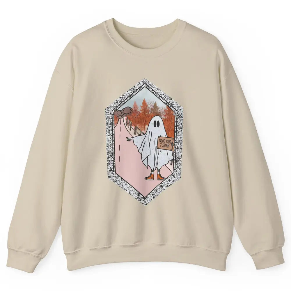 Funny Ghost Need Ride To Salem Witch Halloween Costume Unisex Crewneck Sweatshirt
