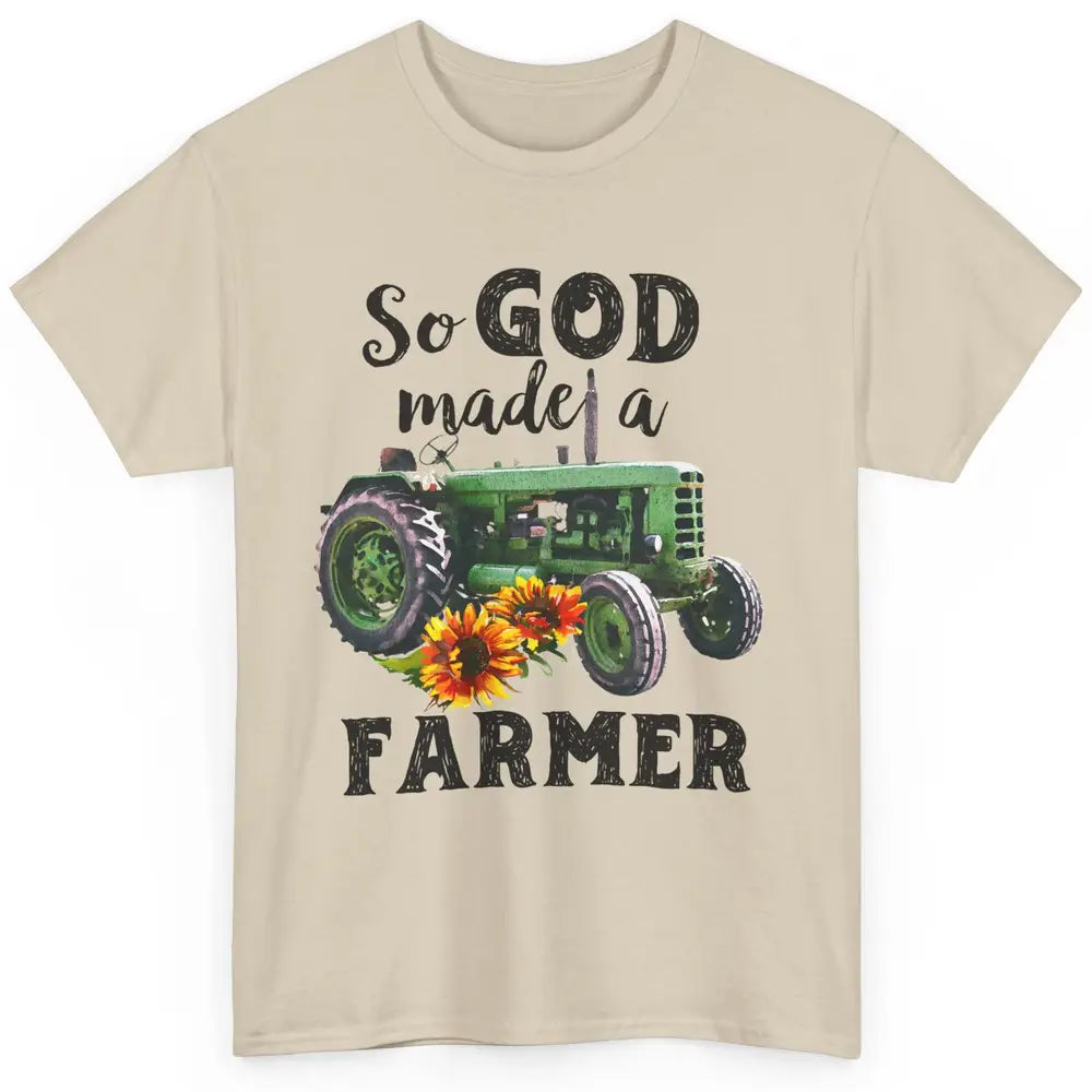 Vintage Retro Tractor God Made A Farmer Proud Farmer Farming Classic Unisex T-Shirt