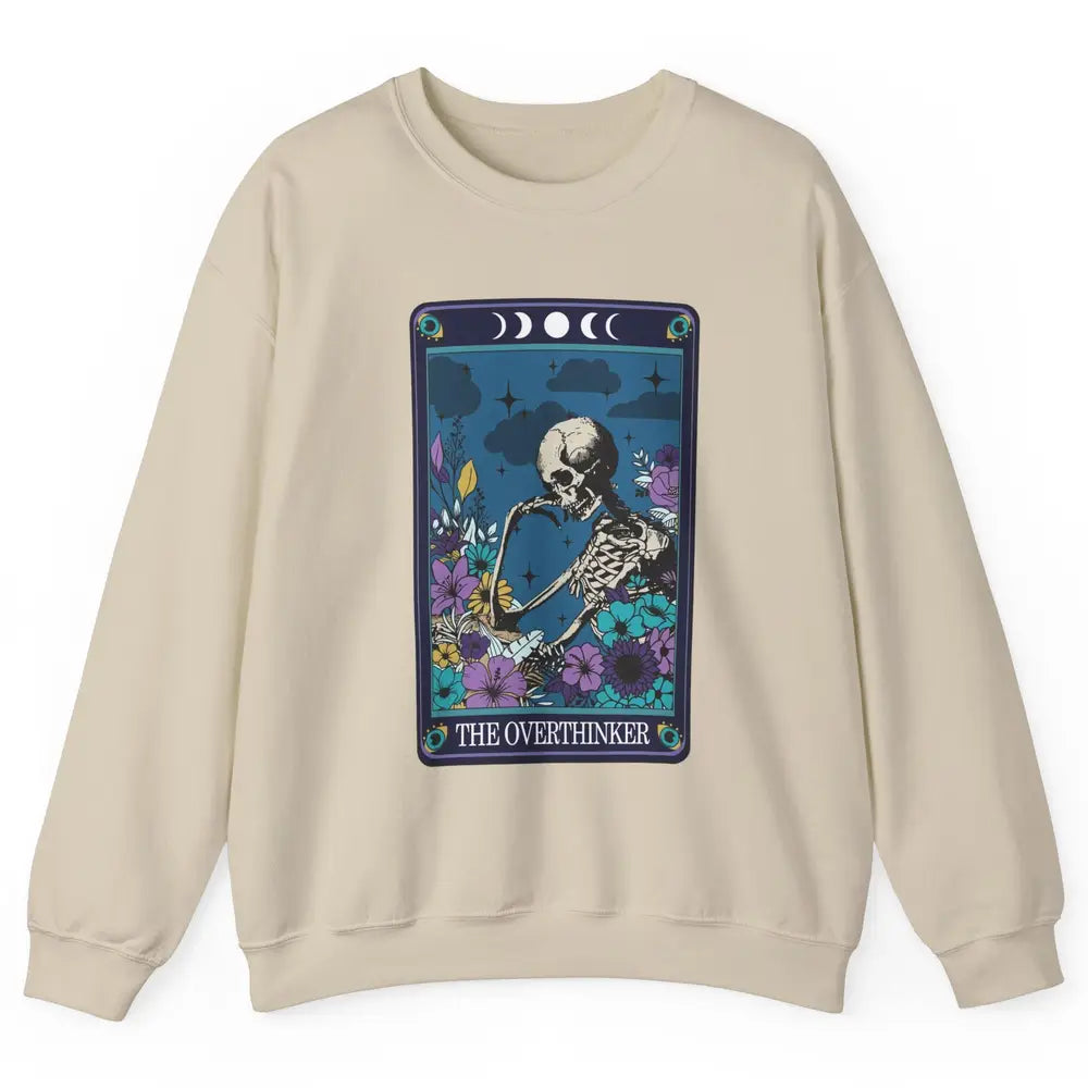 Floral Skeleton The Overthinker Tarot Card Halloween Costume Unisex Crewneck Sweatshirt
