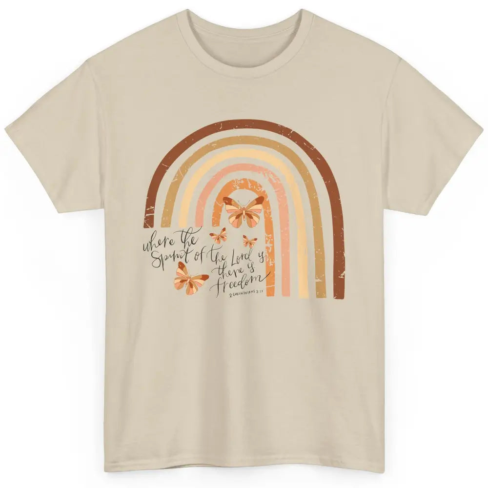 Retro Rainbow Christian Where Spirit Of The Lord Is Bible Classic Unisex T-Shirt