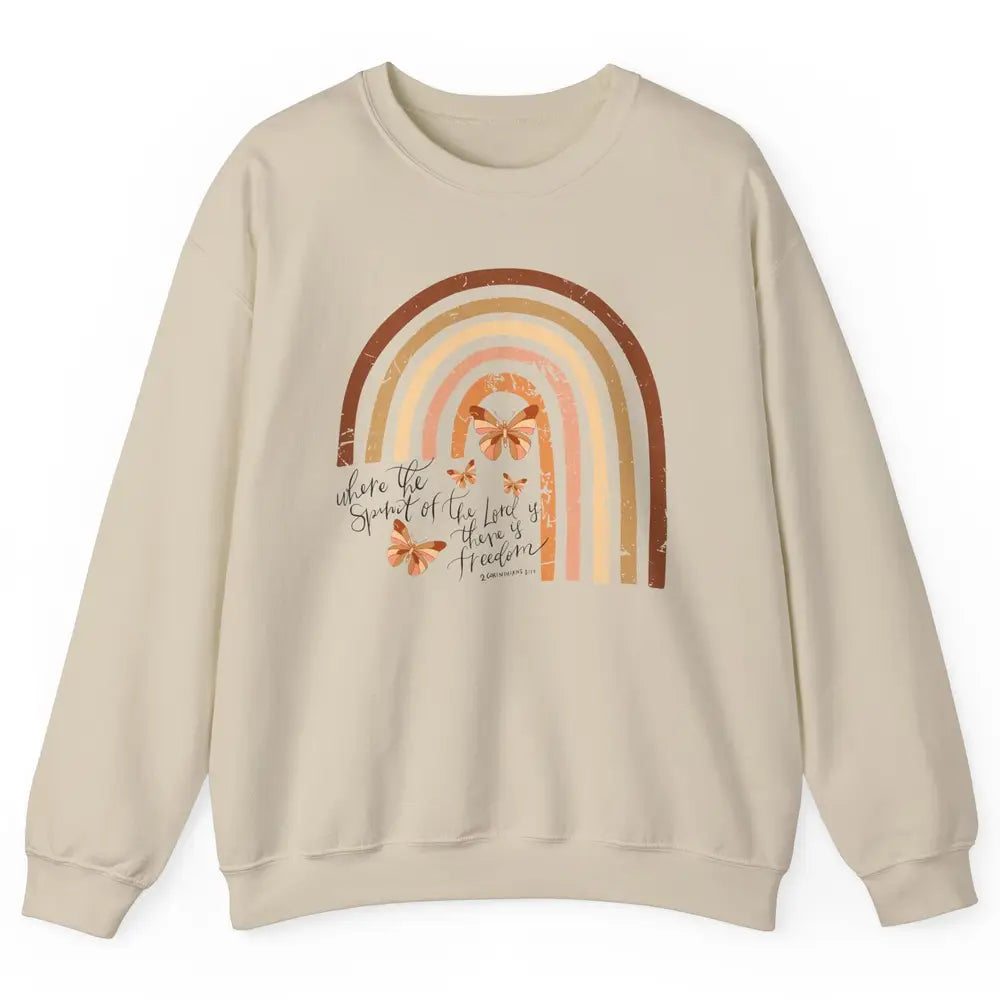 Retro Rainbow Christian Where Spirit Of The Lord Is Bible Unisex Crewneck Sweatshirt