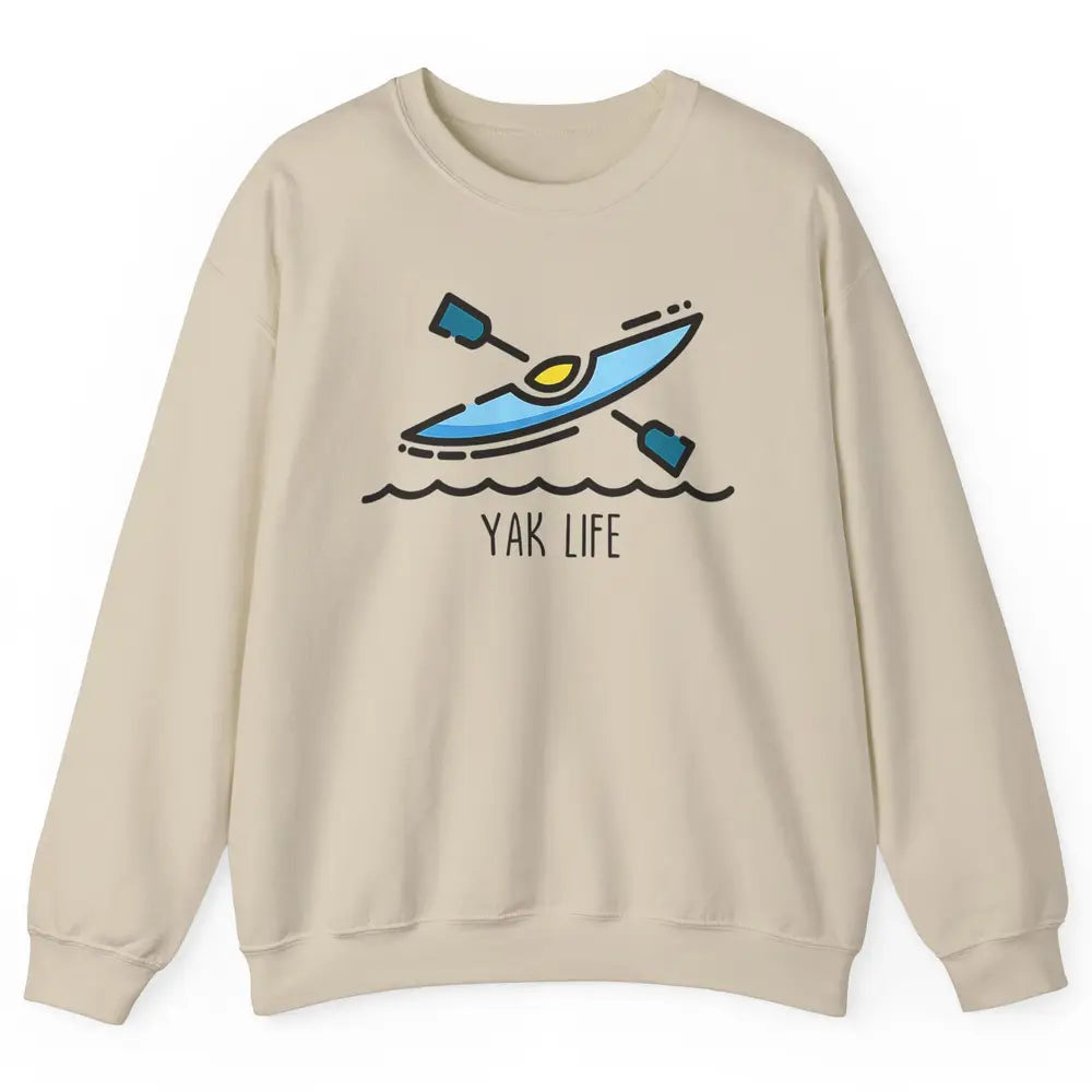 Yak Life Sunset Kayak Kayaking Retro 70s Paddling Outdoor Unisex Crewneck Sweatshirt