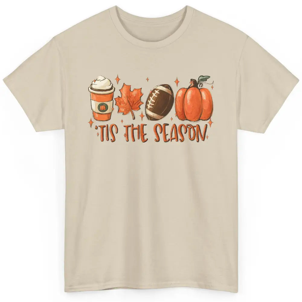 Pumpkin Spice Football Tis The Season Fall Thanksgiving Gift Classic Unisex T-Shirt