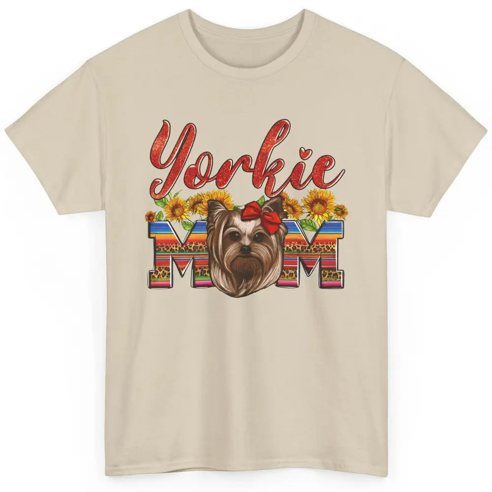 Yorkie Mom Sunflowers Leopard Yorkshire Terrier Dog Mom Gift Classic Unisex T-Shirt