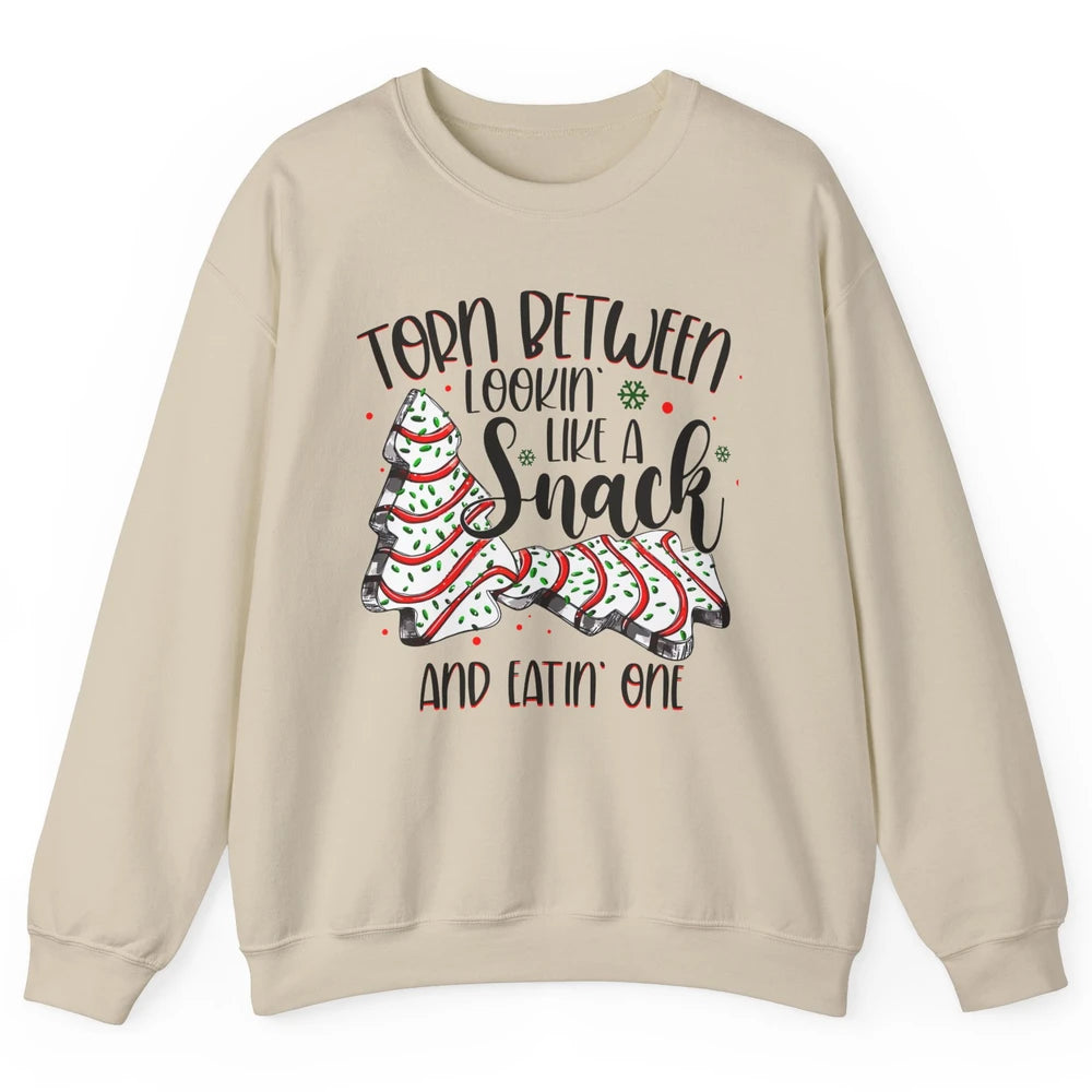 Christmas Tree Cake Torn Between Look Like a Snack Eat One Unisex Crewneck Sweatshirt