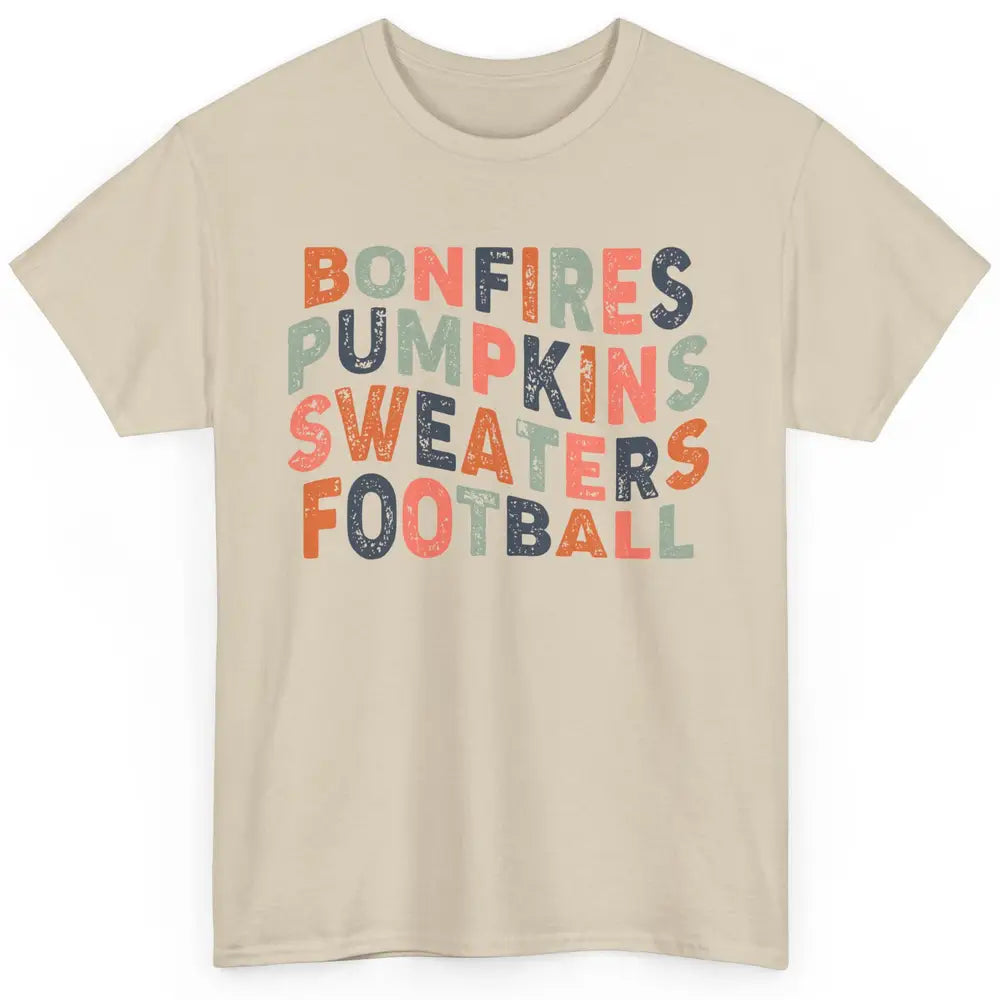 Retro Fall Bonfires Pumpkins Swaeaters Football Thanksgiving Classic Unisex T-Shirt