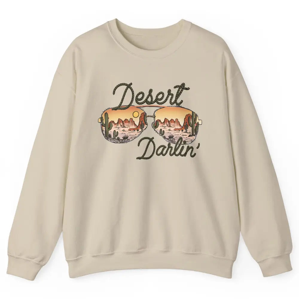 Retro Desert Darling Cactus Glasses Western Country Cowboy Unisex Crewneck Sweatshirt