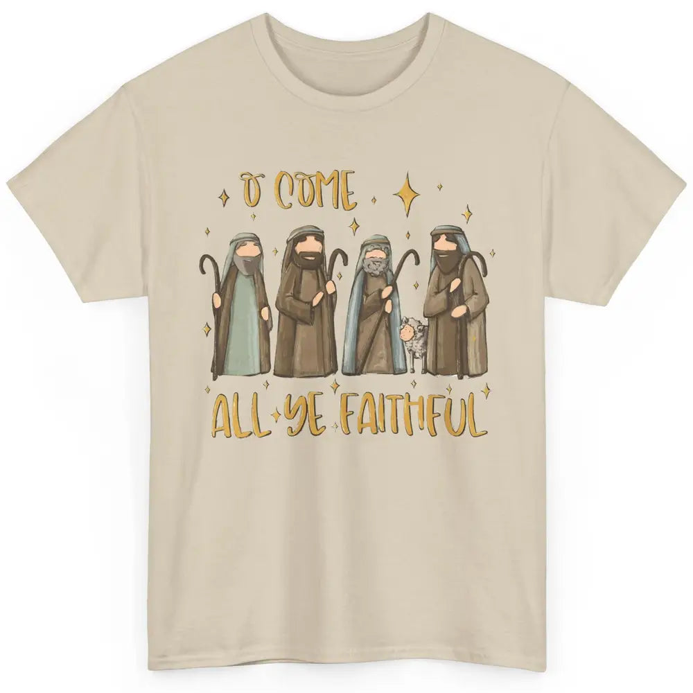 Retro Christmas O Come All Ye Faithful Christian Jesus Faith Classic Unisex T-Shirt